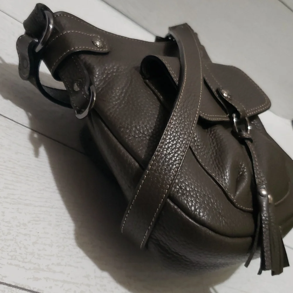 Nobody pebble leather dark green grey crossbody bag